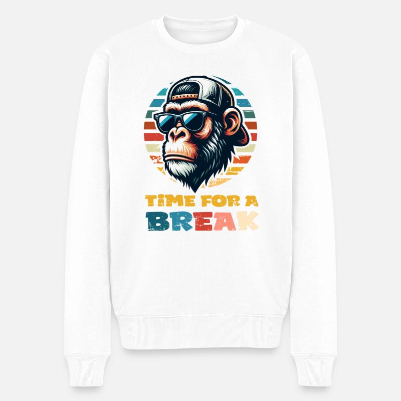 Monkey C’est l’heure d’une pause - Pull Premium bio Homme - blanc