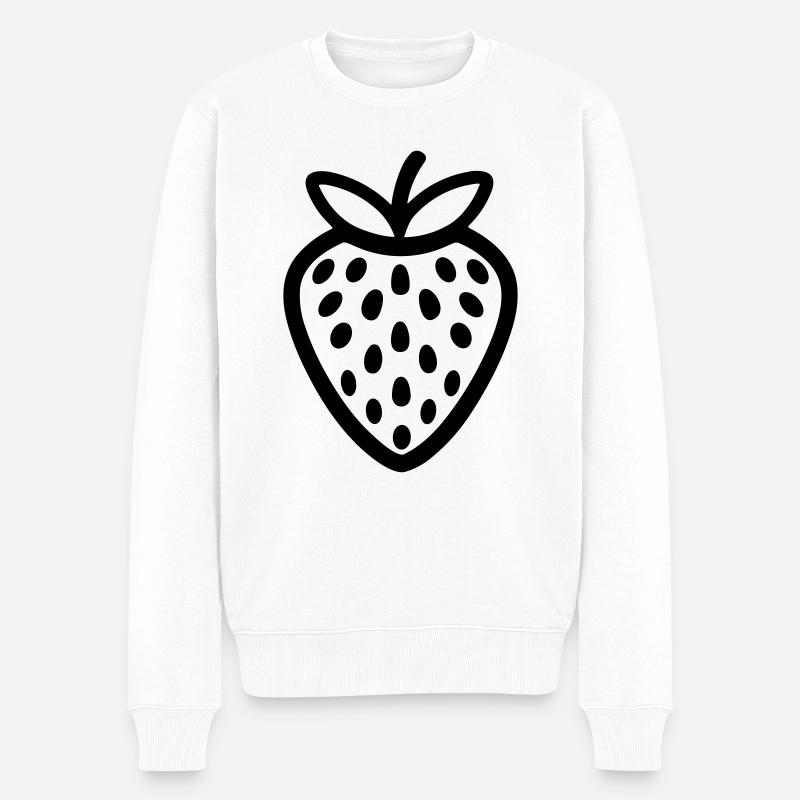Erdbeere - Männer Premium Bio Pullover - Weiß