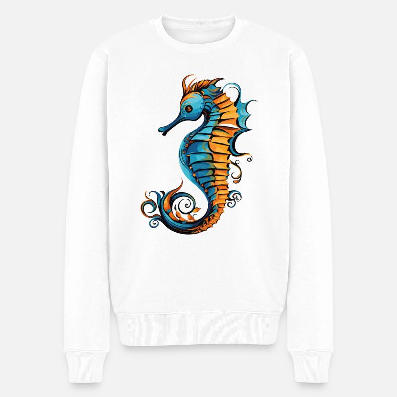 seepferdchen - Männer Premium Bio Pullover - Weiß