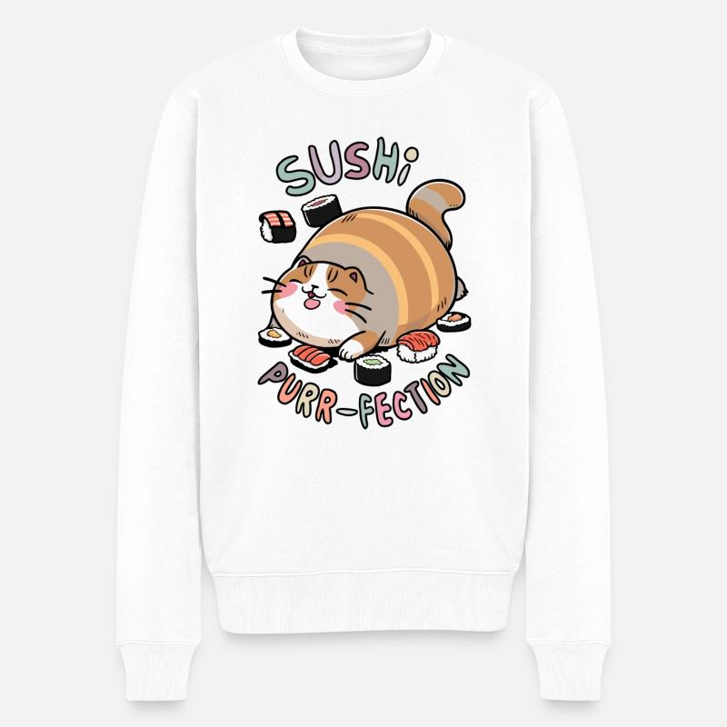 Suchi catl - Männer Premium Bio Pullover - Weiß