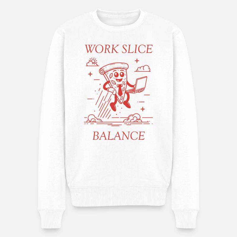 Work Slice Balance Pizza rot - Männer Premium Bio Pullover - Weiß