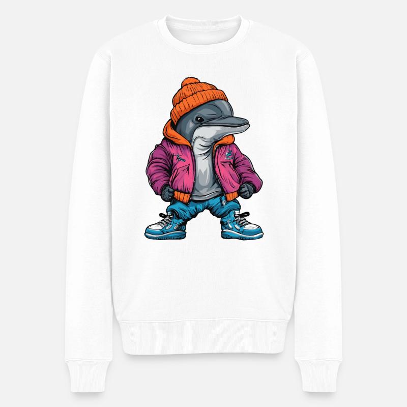 Dauphin Mode Hiver - Pull Premium bio Homme - blanc