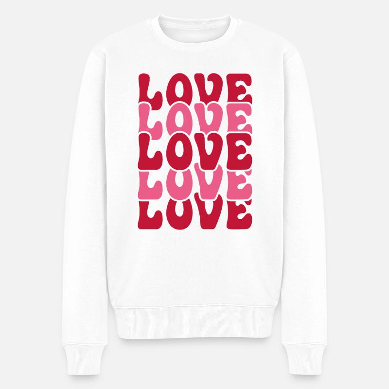Liebe Liebe Liebe Liebe - Männer Premium Bio Pullover - Weiß