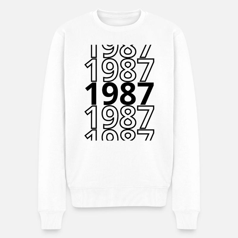 1987 1987 1987 - Männer Premium Bio Pullover - Weiß