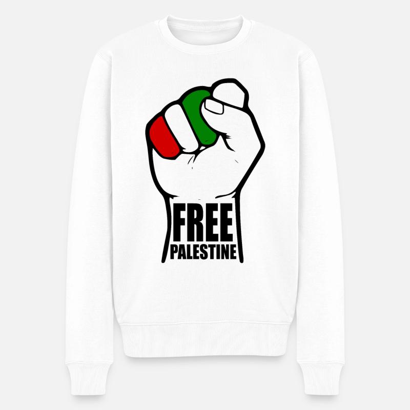 Free palestine - Männer Premium Bio Pullover - Weiß