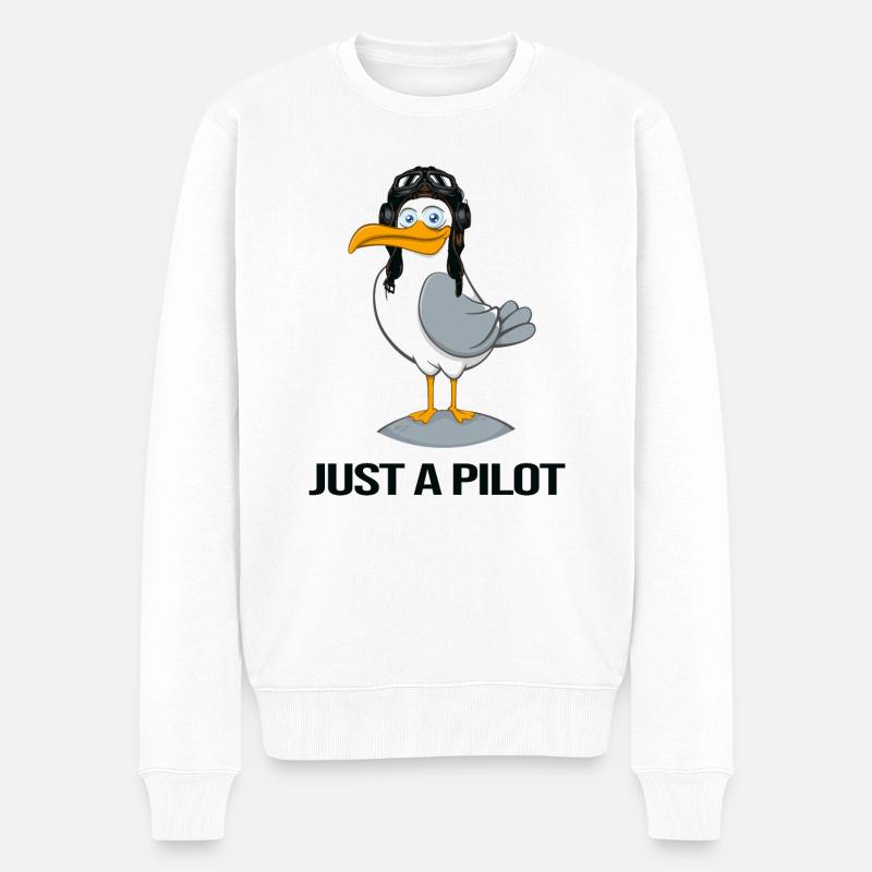 pilot fliegt flugzeug flugstunde - Männer Premium Bio Pullover - Weiß