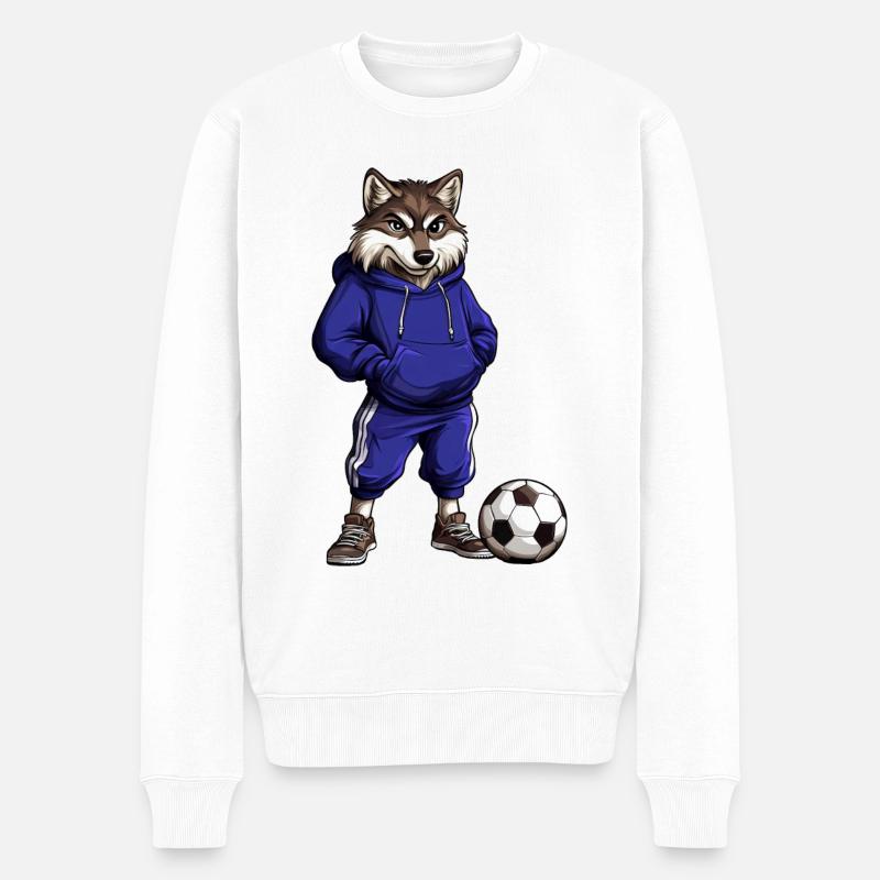 Footballeur Wolf bleu - Pull Premium bio Homme - blanc