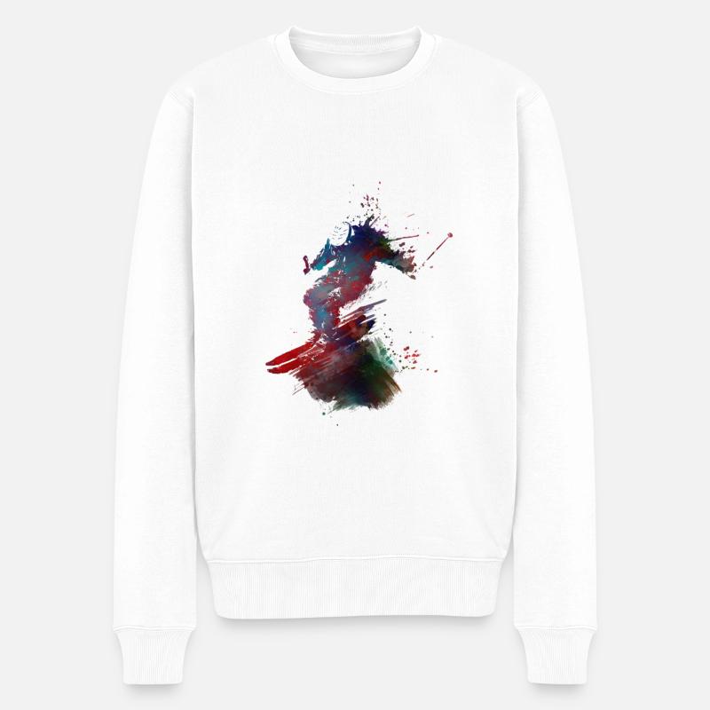Ski Wintersport - Männer Premium Bio Pullover - Weiß