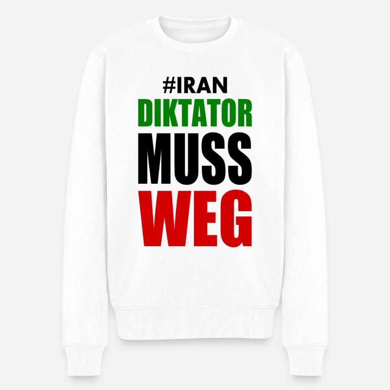 Iran diktator muss weg - Männer Premium Bio Pullover - Weiß