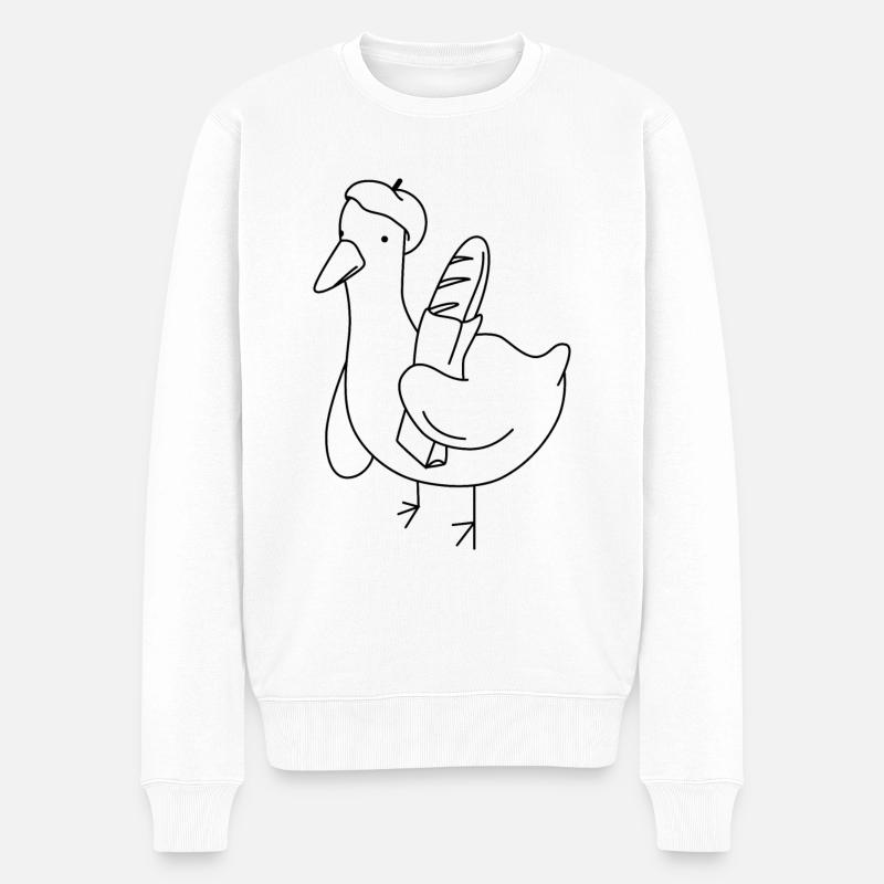 Baguette Ente - Männer Premium Bio Pullover - Weiß