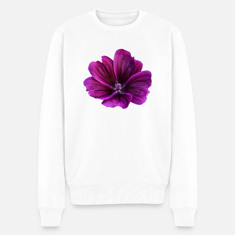 Malve violette Blüte - Männer Premium Bio Pullover - Weiß