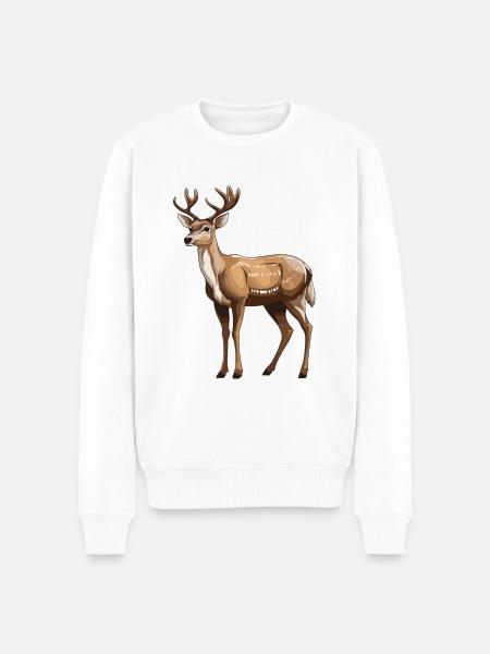 Hirsch Tier - Männer Premium Bio Pullover - Weiß