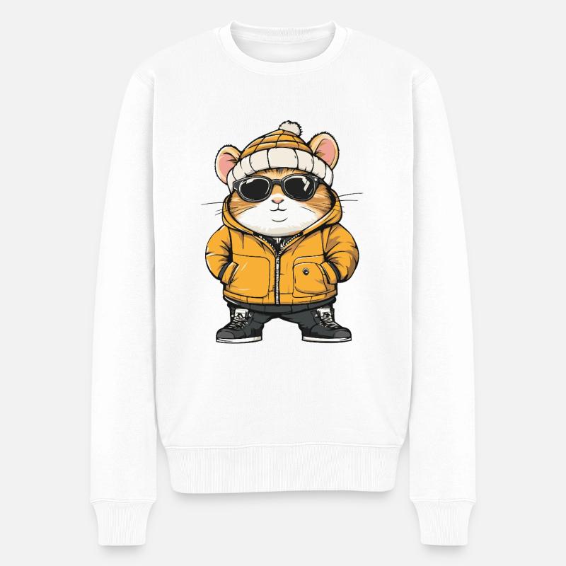 Hamster Cool Comic - Männer Premium Bio Pullover - Weiß