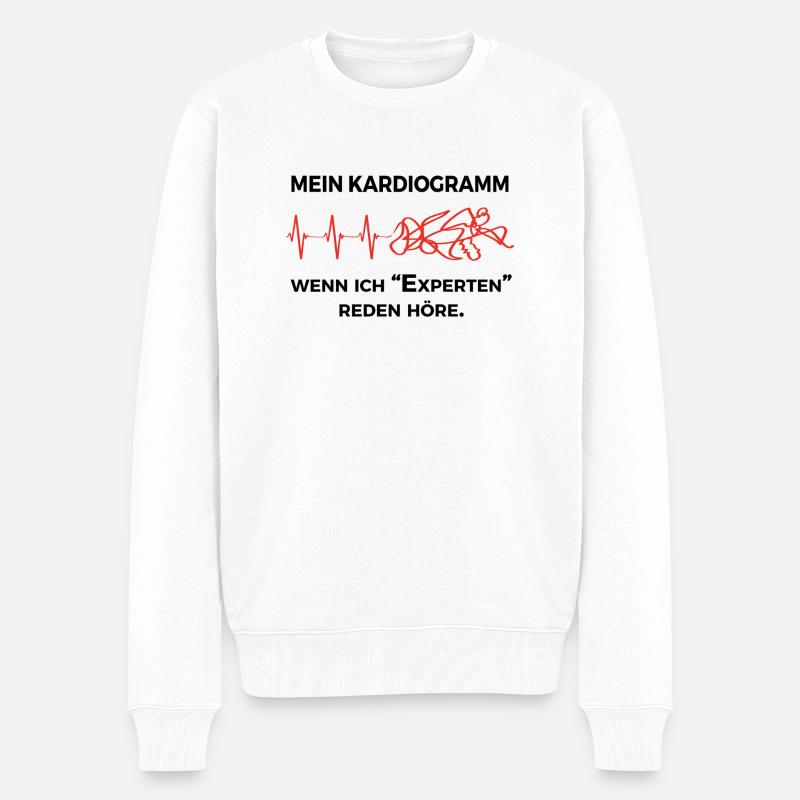 Mein Kardiogramm wenn ich Experten reden höre - Männer Premium Bio Pullover - Weiß
