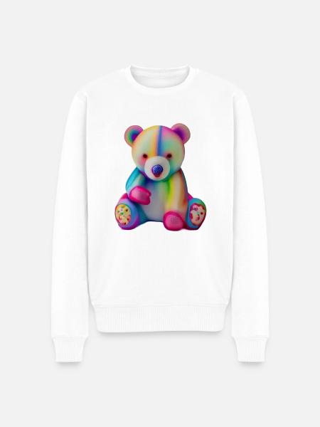 Mehrfarbiger Teddybär - Männer Premium Bio Pullover - Weiß