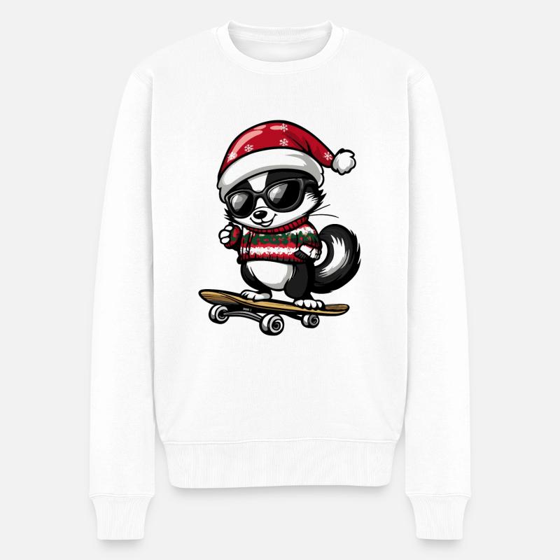 Stinktier Weihnachten Lustig - Männer Premium Bio Pullover - Weiß