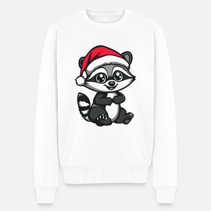 raton laveur Noël mignon - Pull Premium bio Homme - blanc