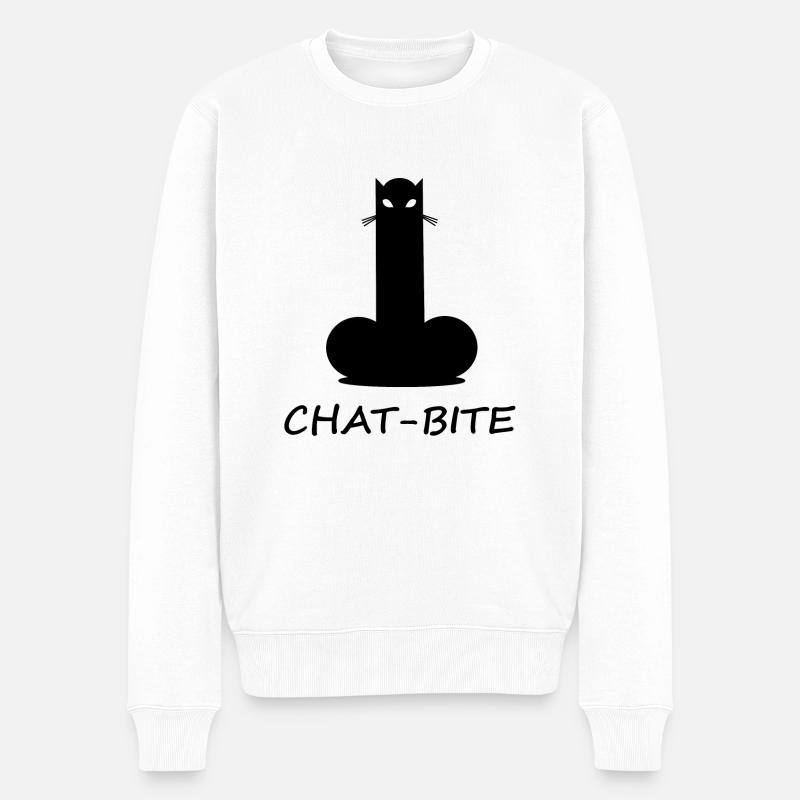 CHAT-BITE - Pull Premium bio Homme - blanc