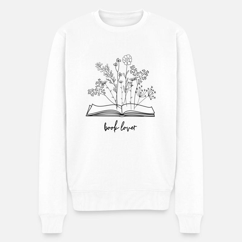 Book lover Wildblumen aus Buch - Männer Premium Bio Pullover - Weiß