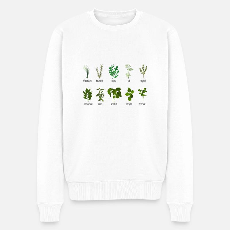 Jardin-cadeau d'herboriste d'herbes botaniques - Pull Premium bio Homme - blanc
