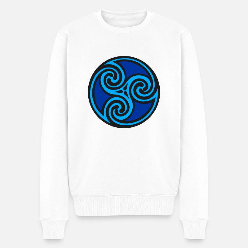 Spezial Triskele blau - Männer Premium Bio Pullover - Weiß