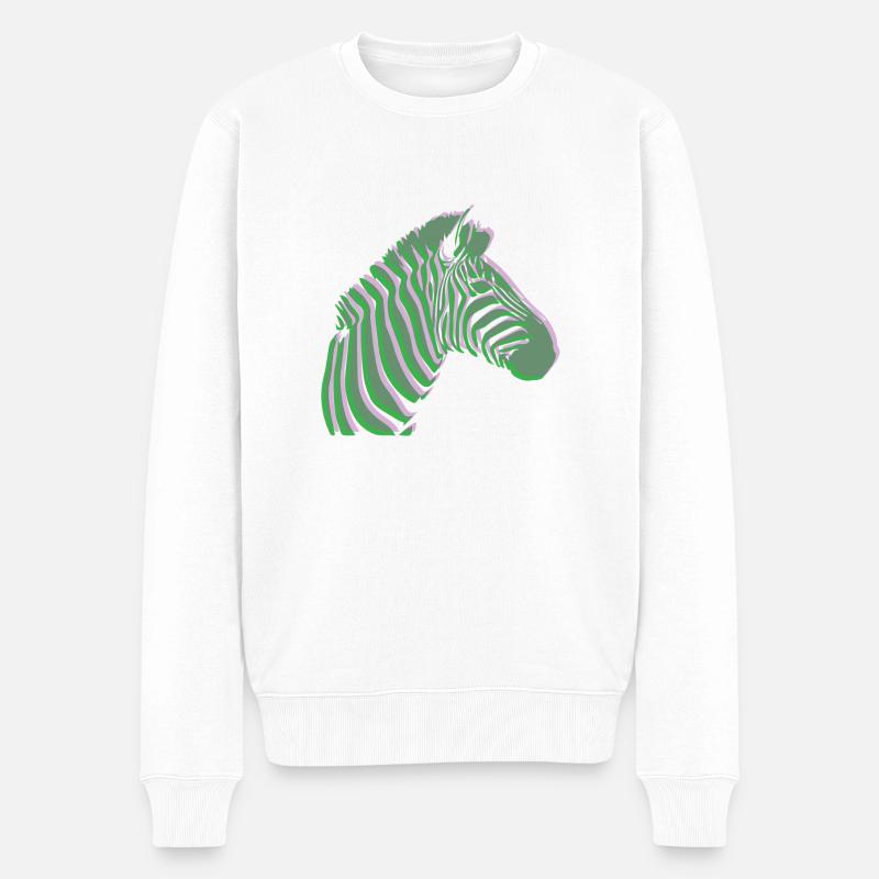Zèbre coloré design - Pull Premium bio Homme - blanc