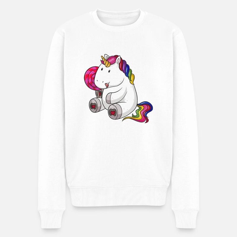 Lolli Einhorn Comic - Männer Premium Bio Pullover - Weiß