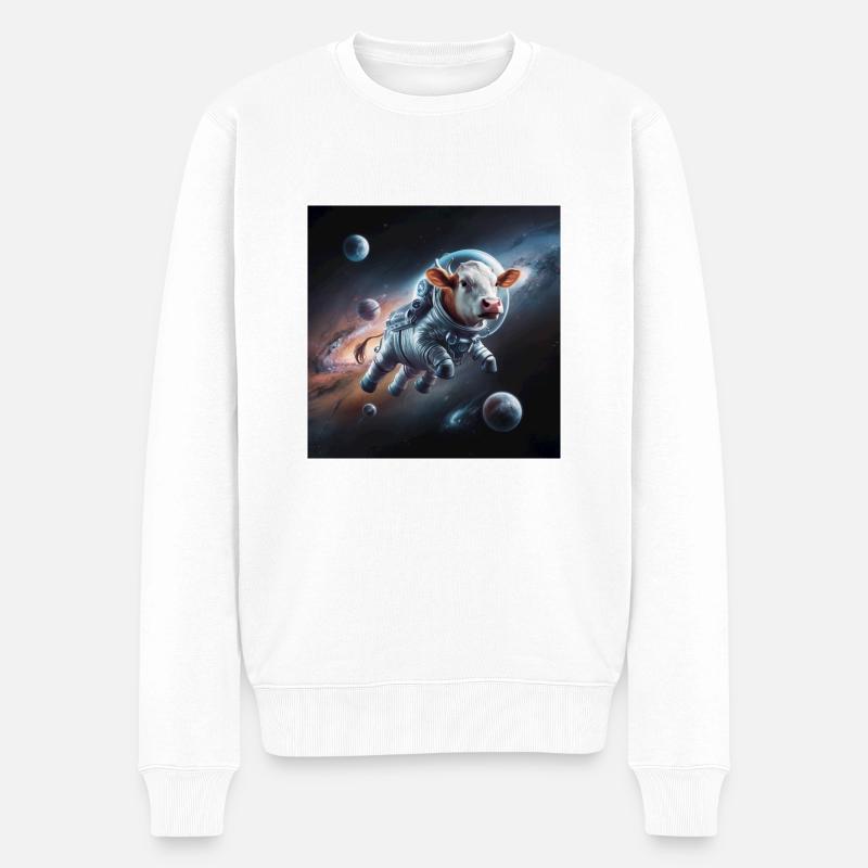 Space Cow - Männer Premium Bio Pullover - Weiß