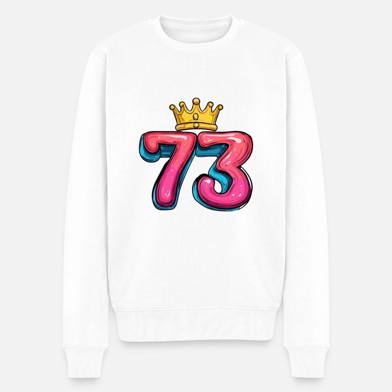 73 Zahl Krone - Männer Premium Bio Pullover - Weiß