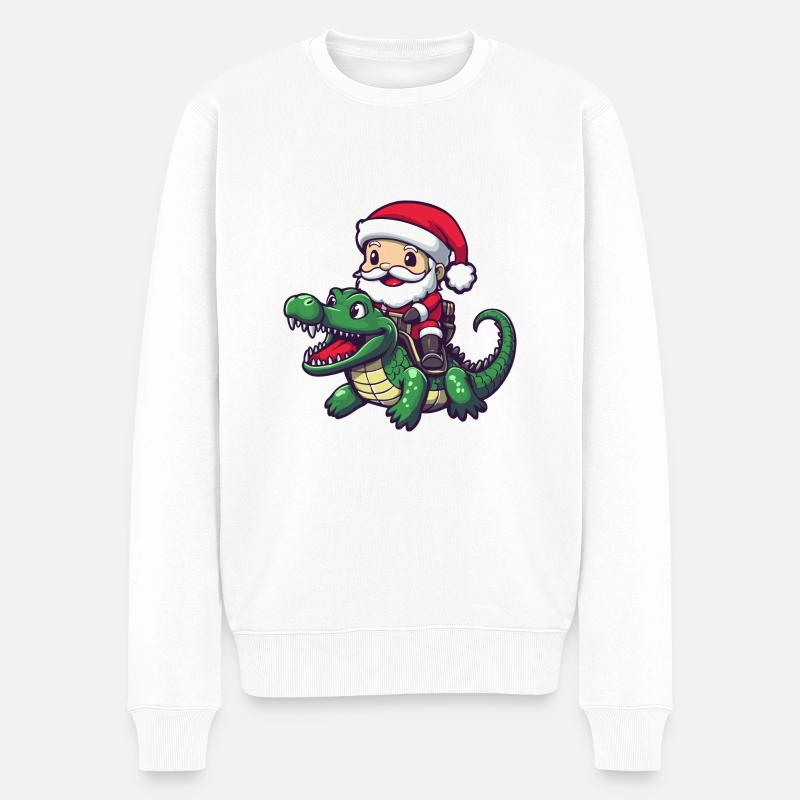 Alligator Weihnachtsmann - Männer Premium Bio Pullover - Weiß