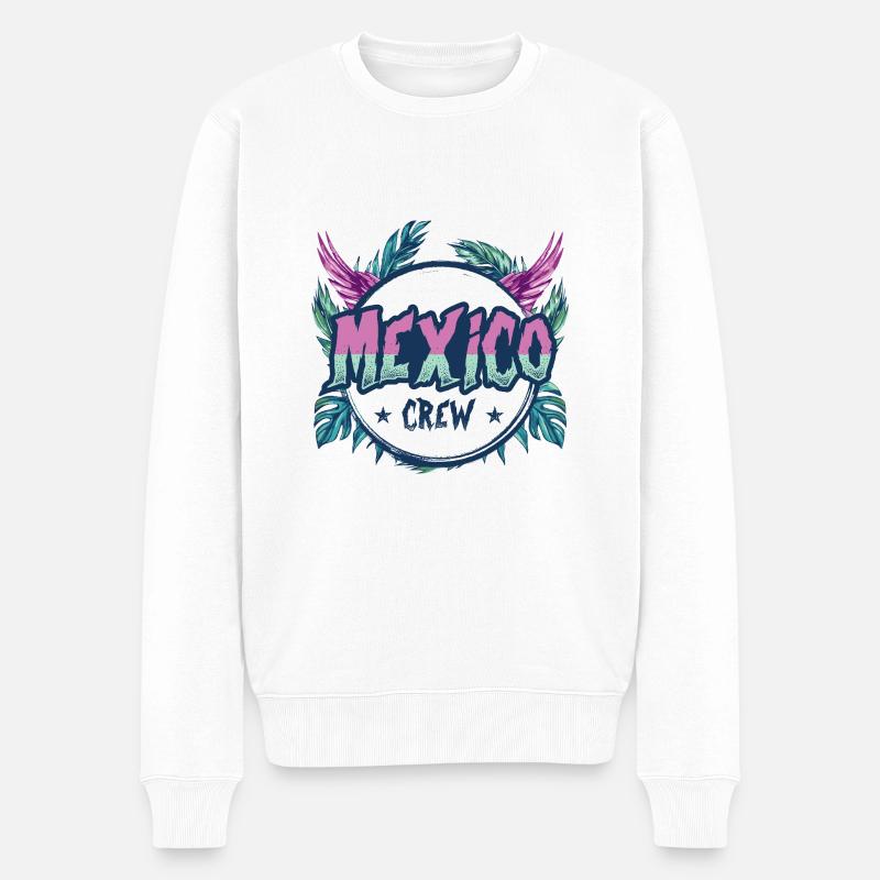 Mexiko Crew Bunt - Männer Premium Bio Pullover - Weiß