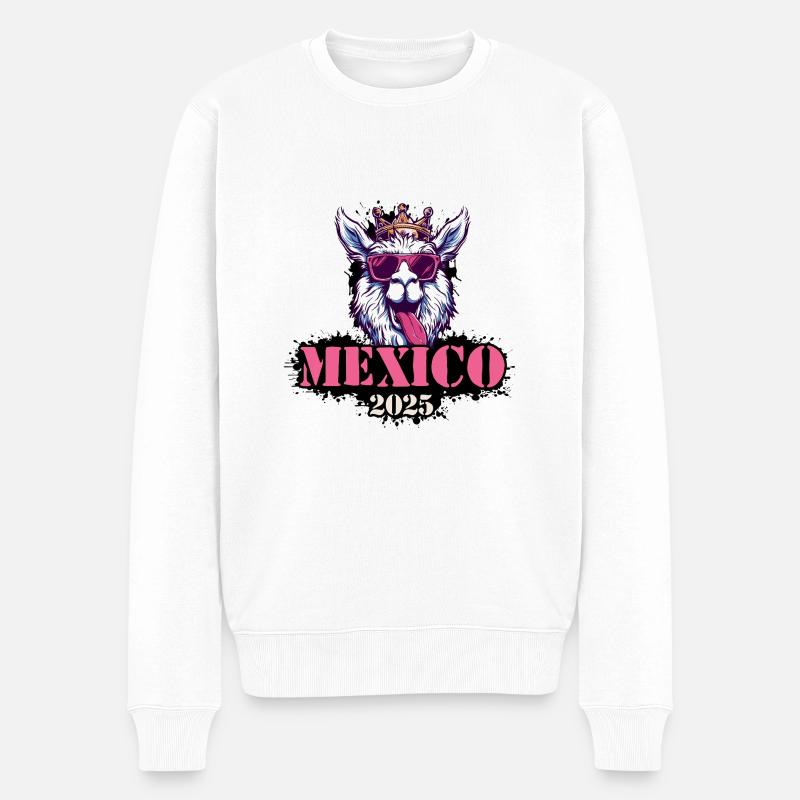 Mexiko 2025 Alpaka - Männer Premium Bio Pullover - Weiß