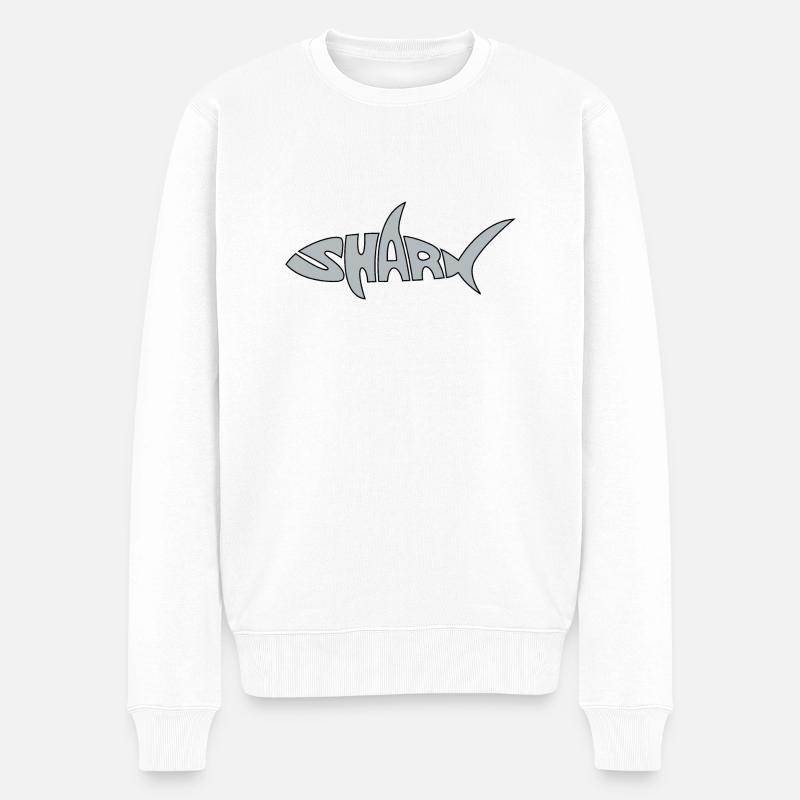 Shark, Hai, Fisch, Meerestier, Gefahr - Männer Premium Bio Pullover - Weiß