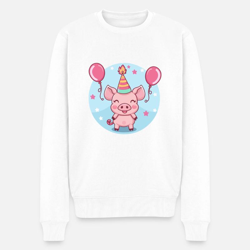 Cochon Anniversaire Bébé Sanglier - Pull Premium bio Homme - blanc