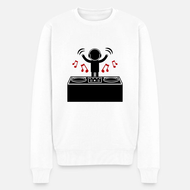 DJ Platines Disc Jockey Symbole - Pull Premium bio Homme - blanc