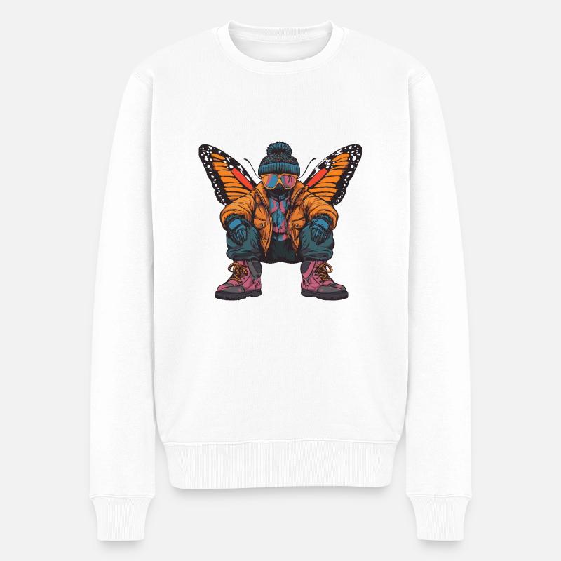 papillon drôle d’hiver - Pull Premium bio Homme - blanc
