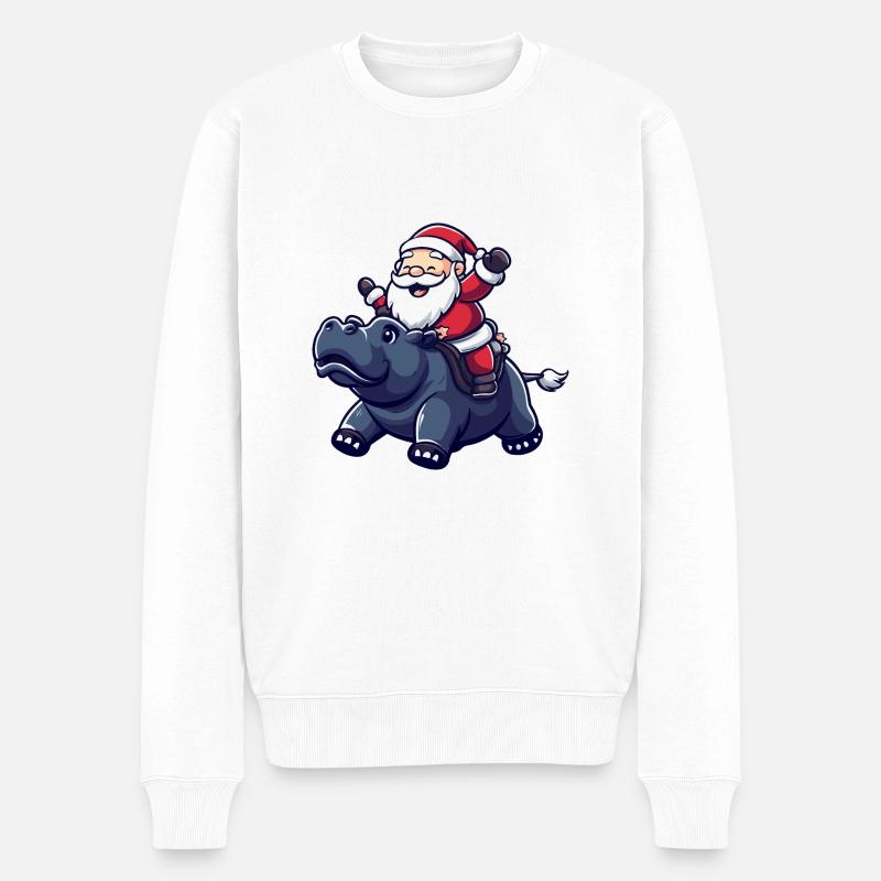 Hippopotame Père Noël - Pull Premium bio Homme - blanc