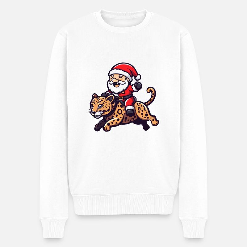 Père Noël léopard - Pull Premium bio Homme - blanc
