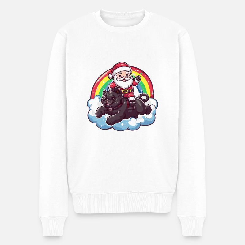Panthère Père Noël Arc-en-ciel - Pull Premium bio Homme - blanc
