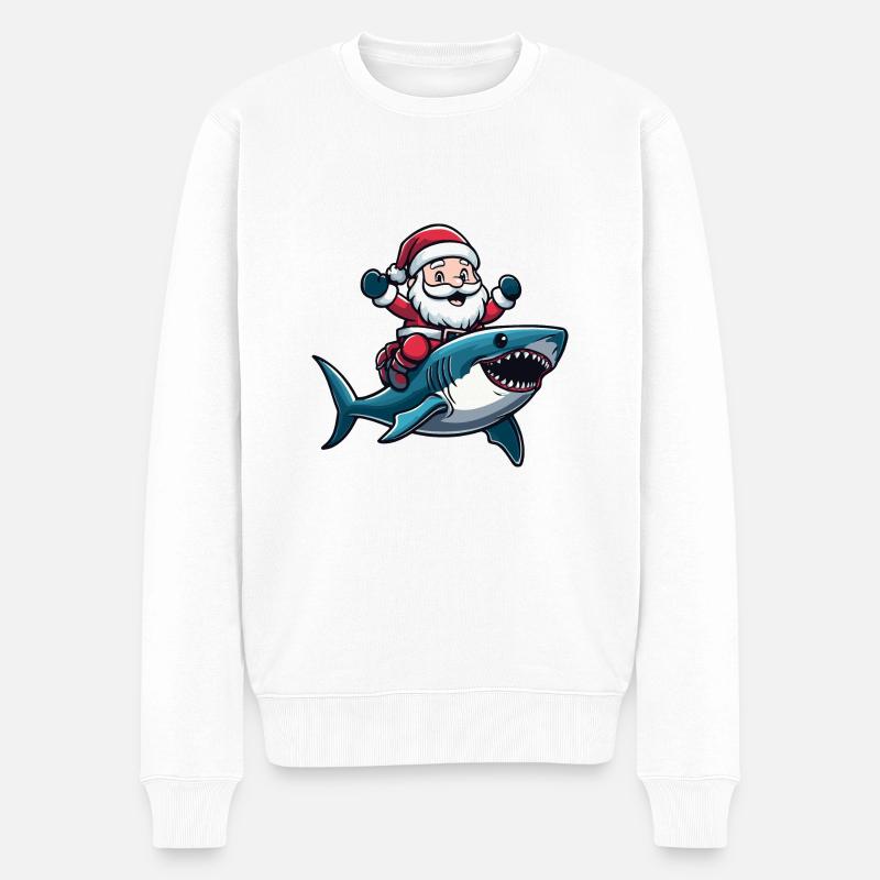 Requin Père Noël - Pull Premium bio Homme - blanc