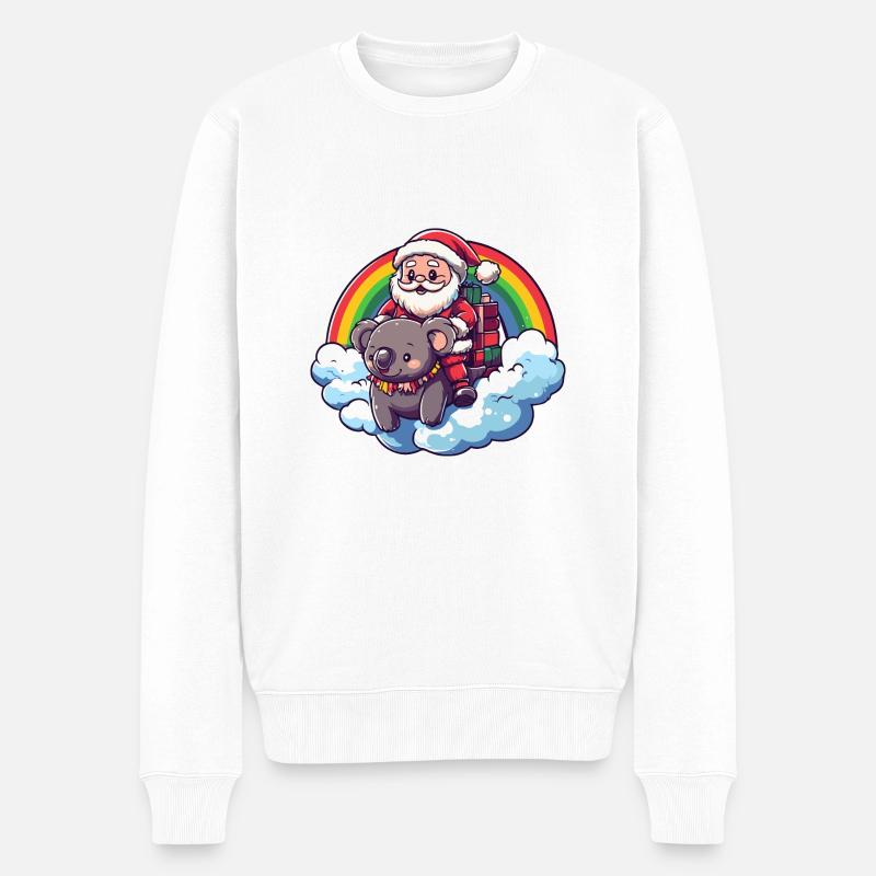 Koala Weihnachtsmann Regenbogen - Männer Premium Bio Pullover - Weiß
