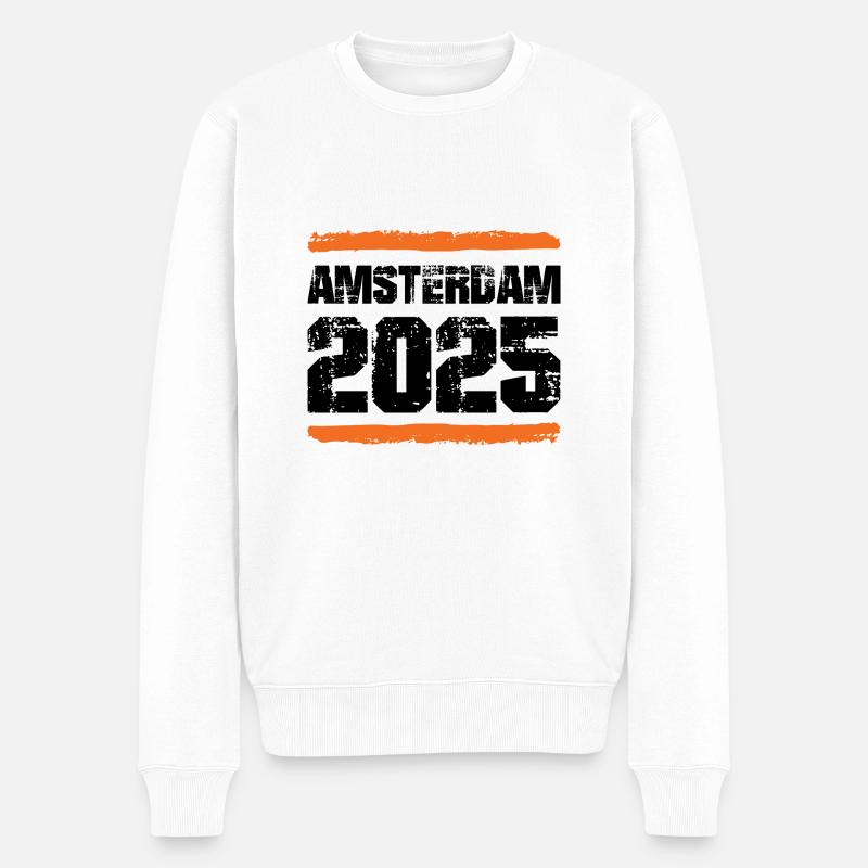 Amsterdam 2025 Team - Männer Premium Bio Pullover - Weiß