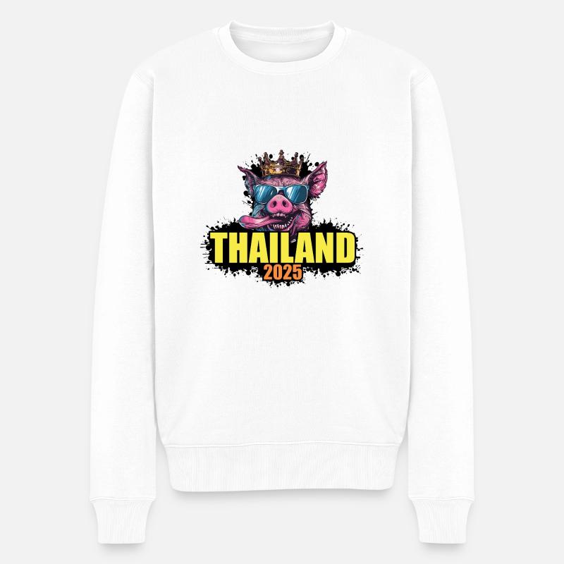 Thaïlande 2025 Cochon - Pull Premium bio Homme - blanc