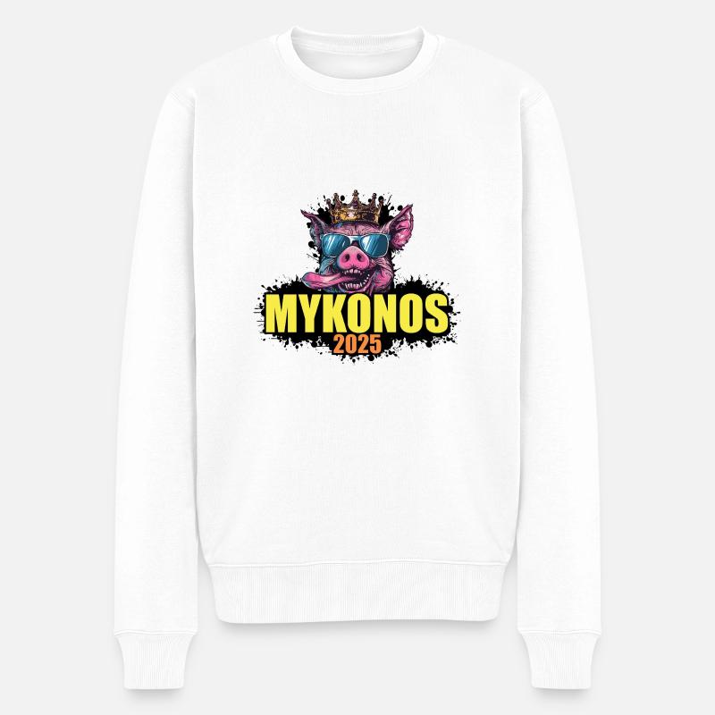 Cochon de Mykonos 2025 - Pull Premium bio Homme - blanc