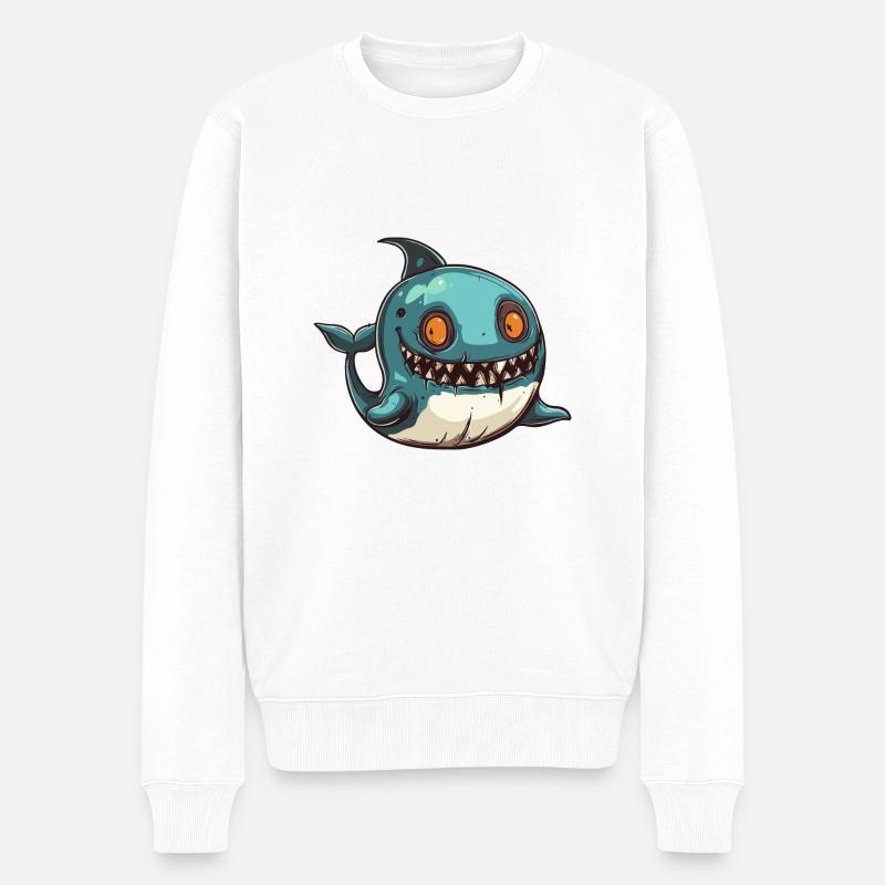 Wal Halloween Comic Lustig - Männer Premium Bio Pullover - Weiß