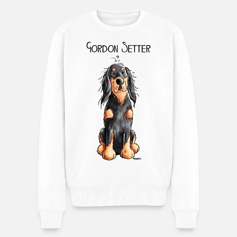 Drôle Gordon Setter dessin animé - Chien - Cadeau - Pull Premium bio Homme - blanc