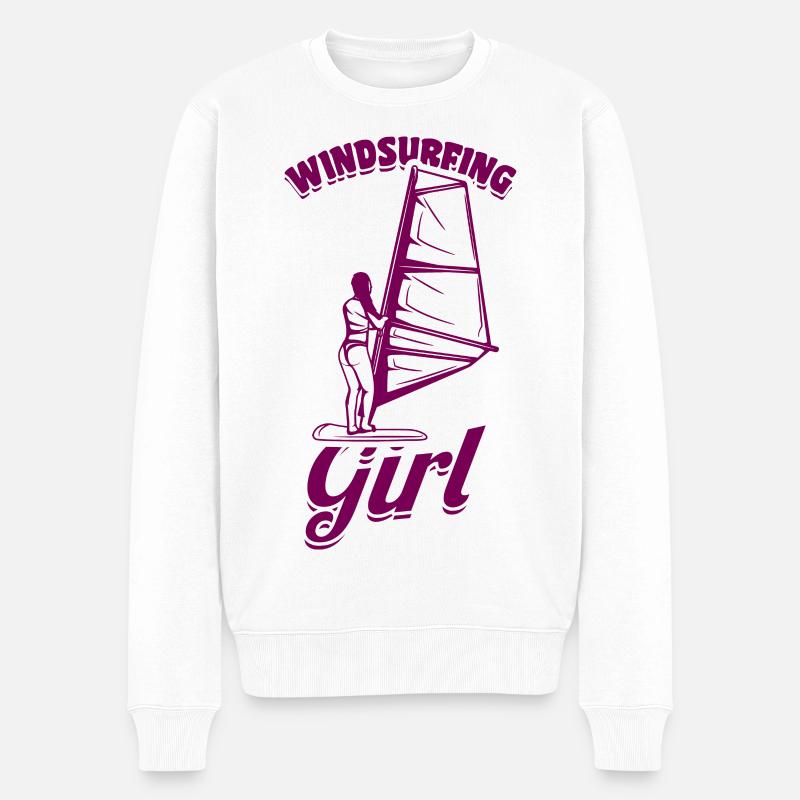 Windsurferin - Männer Premium Bio Pullover - Weiß