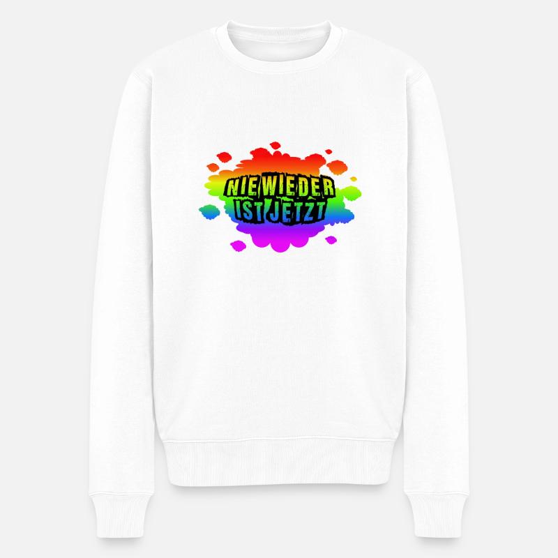 AfD stoppen gegen rechts Demokratie verteidigen - Männer Premium Bio Pullover - Weiß