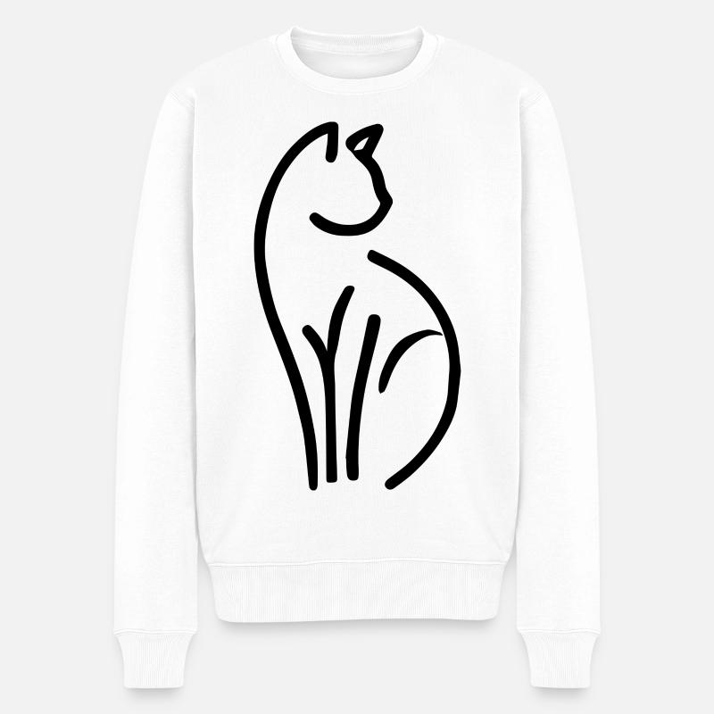 Katze minimalistisch - Männer Premium Bio Pullover - Weiß