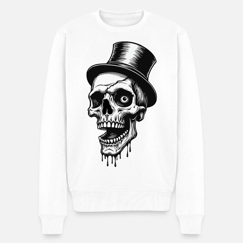 Zylinder Schaedel - Männer Premium Bio Pullover - Weiß